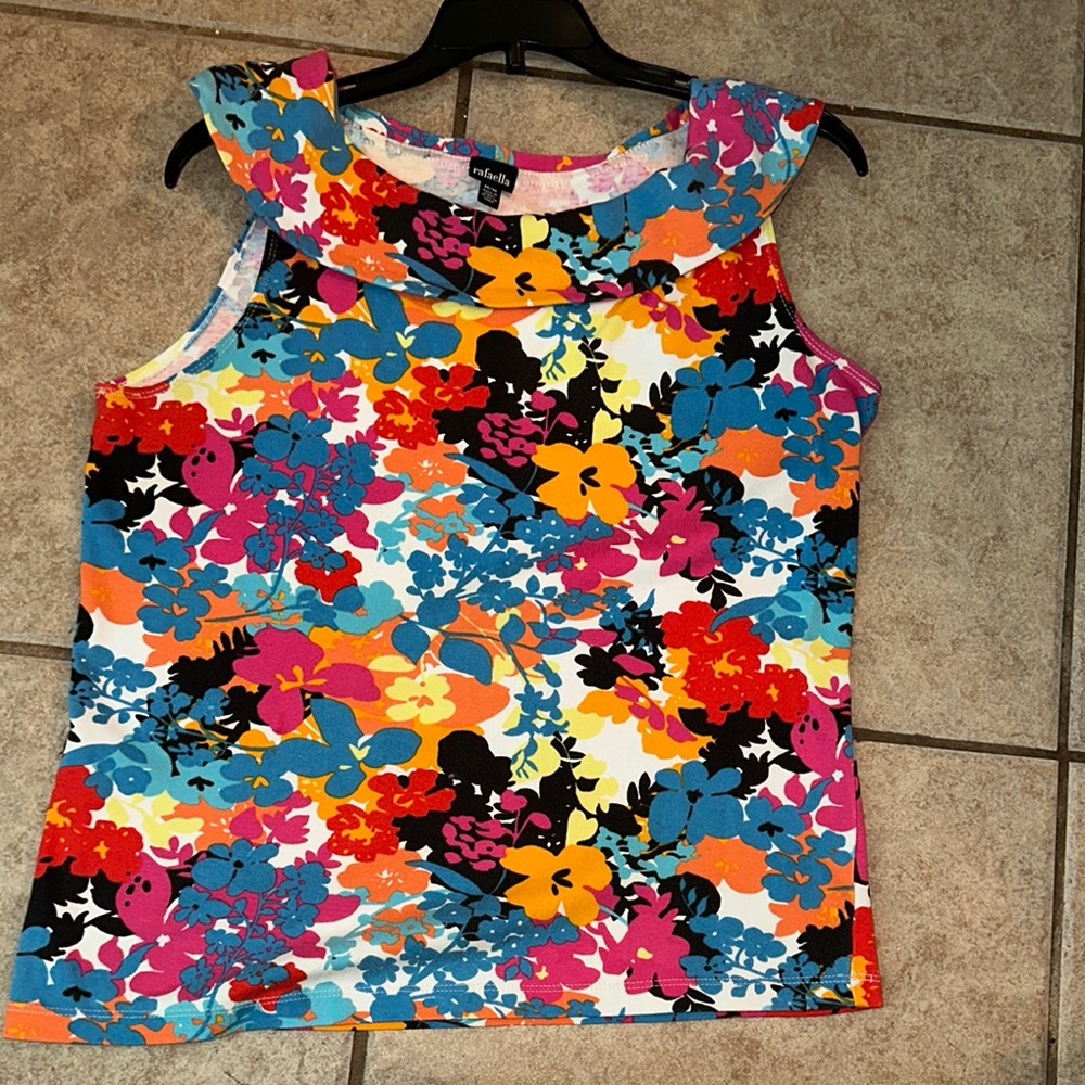 Rafaella Orange and Blue Sleeveless Tank Top